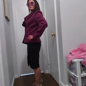 NWOT Woman's Fuchsia Ruffle Pea Coat